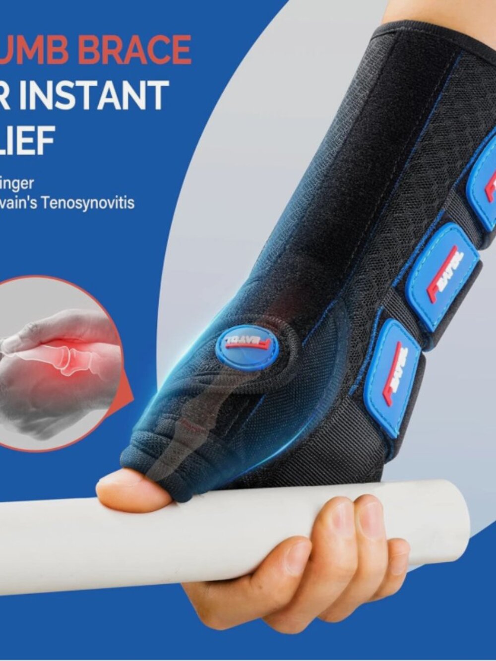 FEATOL Maximum Pain Relief Wrist and Thumb Brace Right hand Size L/XL